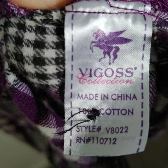 Vigoss Purple Plaid  Flannel Extra Long Shirt, M - Picture 8 of 9